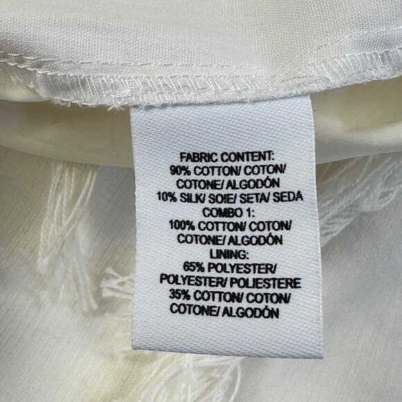 DEREK LAM 10 CROSBY Womens Oversized Blouse White Sz 8 Raw Fringe Overlap Back - Picture 7 of 14